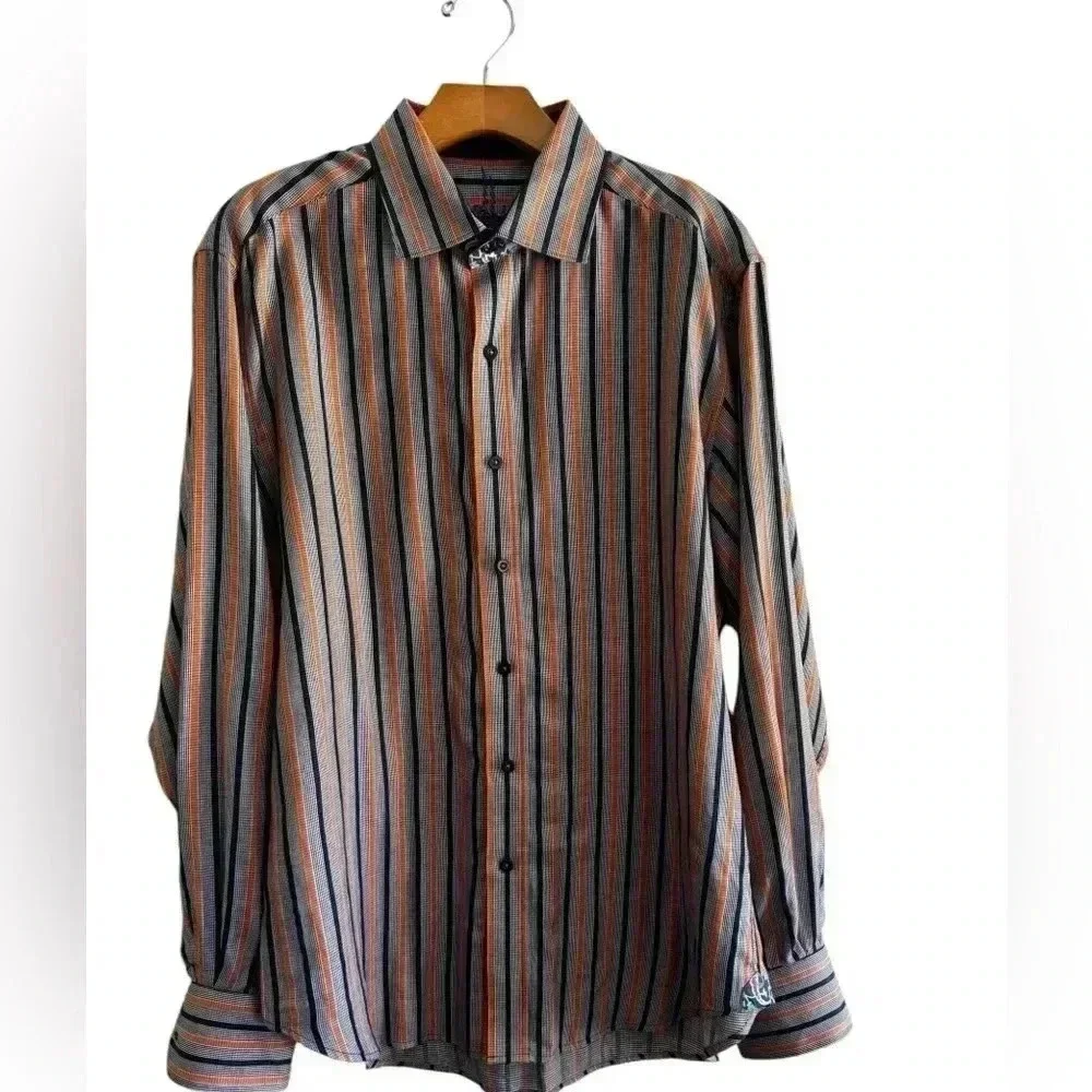 Robert Graham Button Down Dress Shirt Men's Long Sleeve Stripe Size M - Picture 1 of 16